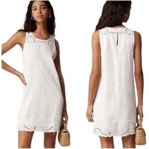 NEW J.Crew‎ Maxine Eyelet Shift Dress in White Linen Size XS